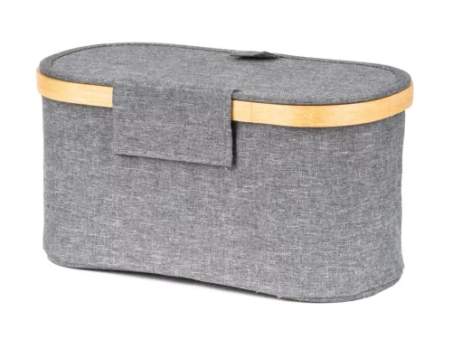 Tárolódoboz G21 30 x 15 x 15 cm, bambusz fedéllel, szürke