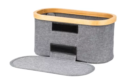 Tárolódoboz G21 30 x 15 x 15 cm, bambusz fedéllel, szürke