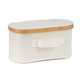 Tárolódoboz G21 30 x 15 x 15 cm, bambusz fedéllel, bézs