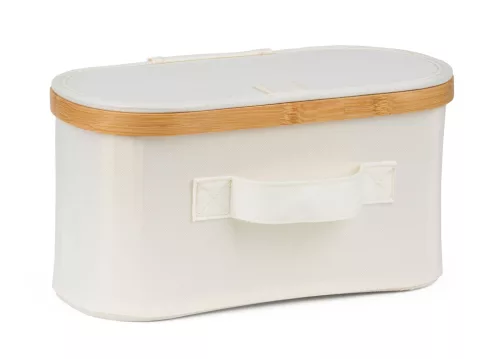 Tárolódoboz G21 30 x 15 x 15 cm, bambusz fedéllel, bézs