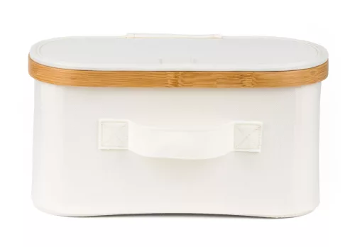 Tárolódoboz G21 30 x 15 x 15 cm, bambusz fedéllel, bézs