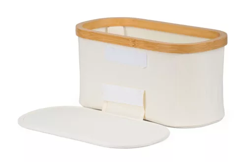 Tárolódoboz G21 30 x 15 x 15 cm, bambusz fedéllel, bézs