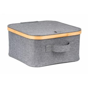   Tárolódoboz G21 30 x 30 x 15 cm, bambusz fedéllel, szürke