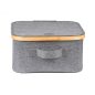   Tárolódoboz G21 30 x 30 x 15 cm, bambusz fedéllel, szürke