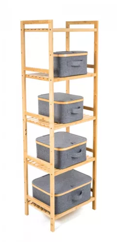 Tárolódoboz G21 30 x 30 x 15 cm, bambusz fedéllel, szürke