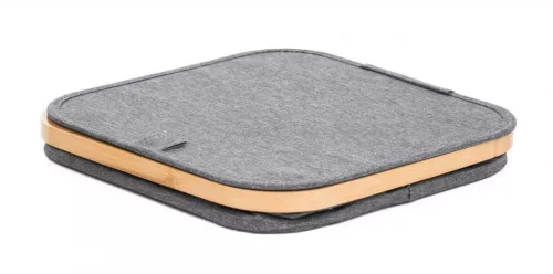 Tárolódoboz G21 30 x 30 x 15 cm, bambusz fedéllel, szürke