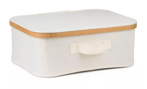 Tárolódoboz G21 40 x 30 x 15 cm, bambusz fedéllel, bézs