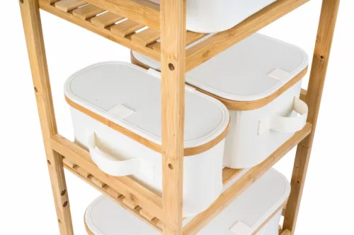 Tárolódoboz G21 40 x 30 x 15 cm, bambusz fedéllel, bézs