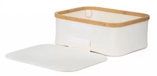 Tárolódoboz G21 40 x 30 x 15 cm, bambusz fedéllel, bézs