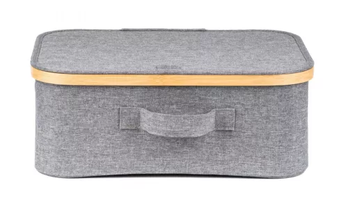 Tárolódoboz G21 40 x 30 x 15 cm, bambusz, fedéllel, szürke