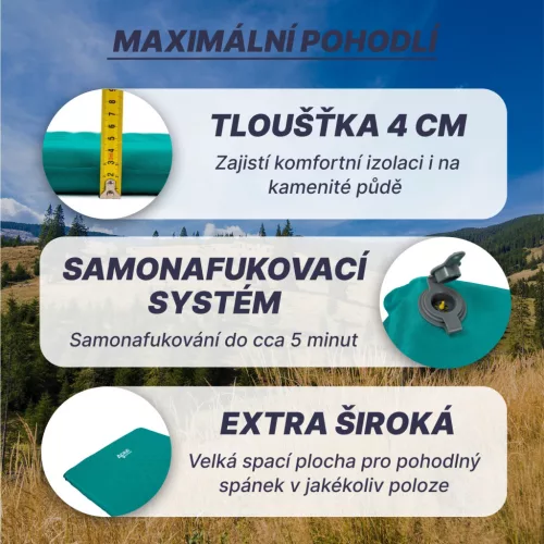 Acra L140GRE önfelfúvó matrac, zöld-kék, 4 cm