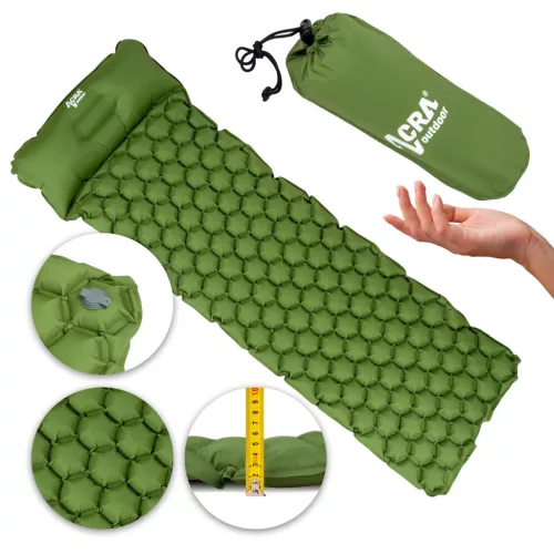 Acra L140CL felfújható matrac párnával, zöld, 5 cm