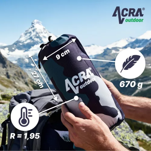 Acra L140M felfújható matrac párnával, szürke-bézs terepmintás, 5 cm