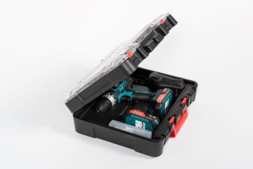 Akkus fúrógép NAC CDB2-40-S-LI-20V 2x2Ah + tartozékok 126 db alkatrész