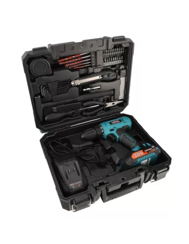NAC CDB-1-LI-20V-TS akkumulátoros fúrócsavarozó 1x2Ah + 49 darabos tartozékkészlet