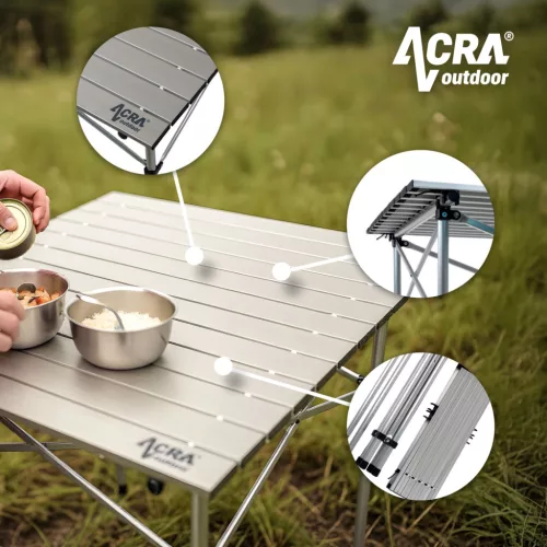 Acra C3S összecsukható kempingasztal alumínium 70 × 70 × 70 cm