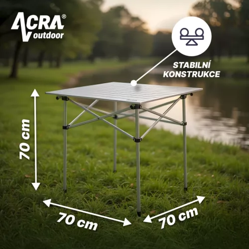 Acra C3S összecsukható kempingasztal alumínium 70 × 70 × 70 cm