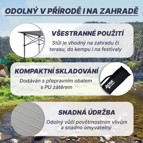 Acra C3S összecsukható kempingasztal alumínium 70 × 70 × 70 cm