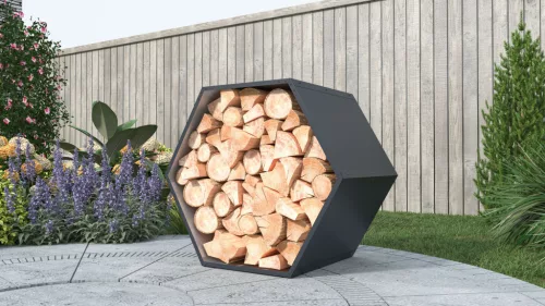 Tüzifatároló G21 HEX 53 - 92 x 60 cm, antracit