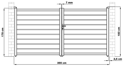 Kapu G21 Reno 350x176 cm kétszárnyú, antracit színű