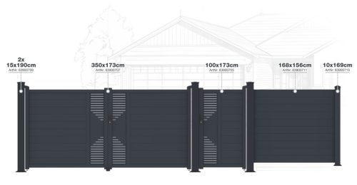 G21 Marion 350x173 cm kétszárnyú kapu, antracit