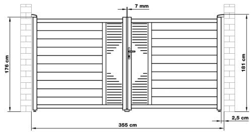 G21 Marion 350x173 cm kétszárnyú kapu, antracit