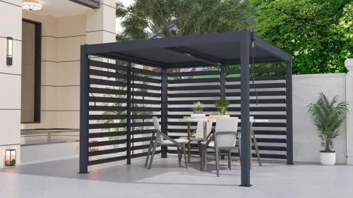 Bioklimatikus pergola G21 Austin 3×3 m, antracit színű alumínium
