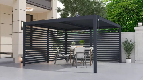 Bioklimatikus pergola G21 Austin 4x4 m, antracit színű alumínium