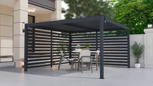 Bioklimatikus pergola G21 Austin 4x4 m, antracit színű alumínium