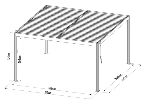 Bioklimatikus pergola G21 Austin 4x4 m, antracit színű alumínium