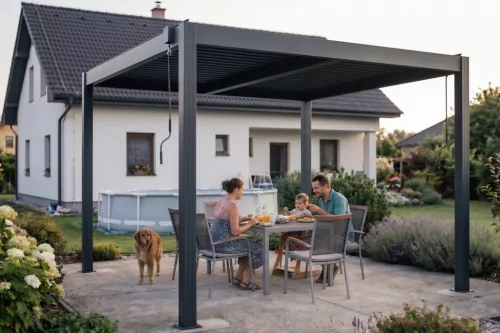 Bioklimatikus pergola G21 Austin 4x4 m, antracit színű alumínium
