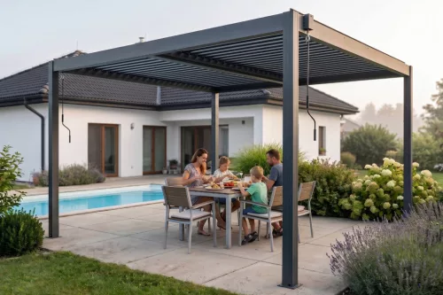 G21 Austin Premium 4x4 m bioklimatikus pergola, antracit alumínium
