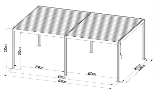 G21 Austin 6x4 m bioklimatikus pergola, antracit alumínium