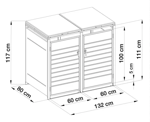 G21 szemetes tároló 132x117x80 cm, antracit színű fa dekorral