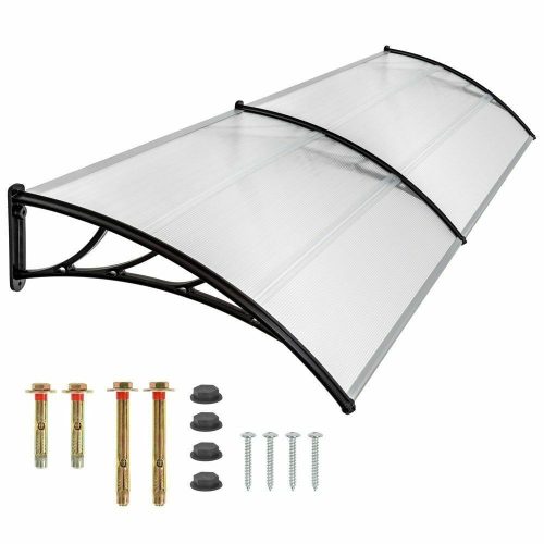 BipiLine Műanyag Előtető - 240x90cm - Fekete Színű Fali Tartóelemekkel - Áttetsző Polikarbonát Lapokkal
