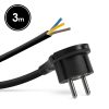 Delight Hálózati szerelhető tápkábel dugóval  - műanyag füllel - 3 m kábellel - 3 x 1,5 mm2 - fekete