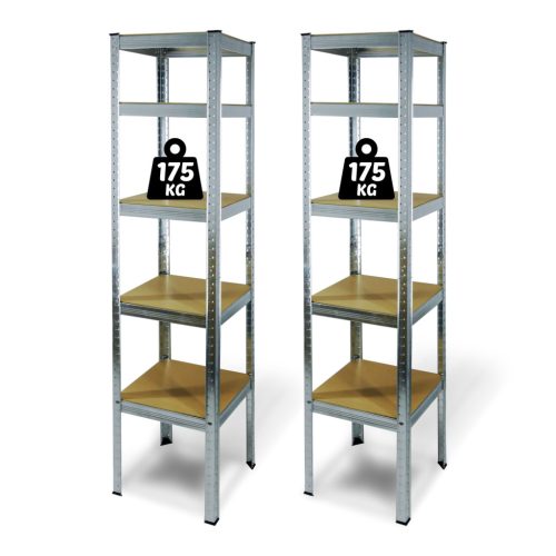 Fémpolc állvány - 5 szintes - fém - max. 175 kg - 180 x 40 x 40 cm