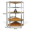 Fémpolc állvány - sarok - 5 szintes - fém - max. 175 kg - 180 x 40 x 40 cm