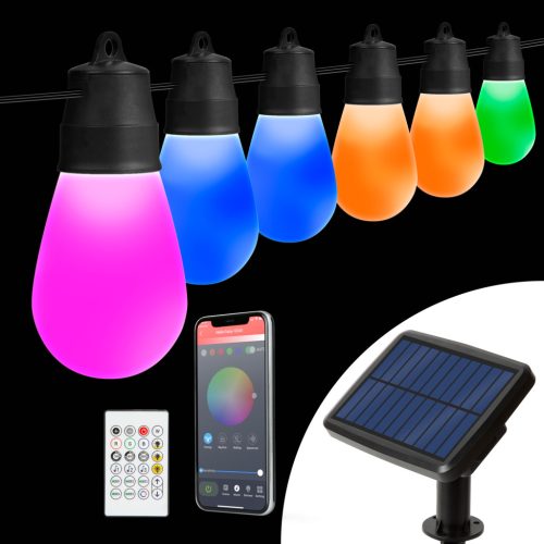 Garden of Eden Smart szolár fényfüzér - 30 db RGBIC LED - 13 m - bluetooth (11747)