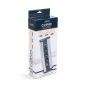 Delight Sarokelosztó - kapcsolós - 3 x 250V, 16A - 2 x USB, 2,1A - alumínium ház