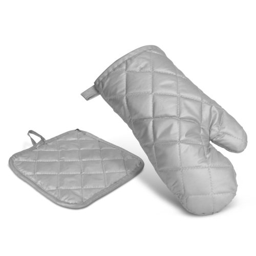BBQ Edényfogó kesztyű és alátét szett - 25 cm - szürke (56051D)