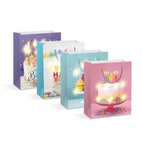 Family Ajándéktasak - 10 melegfehér LED, papír - 265 x 127 x 330 mm - 4 féle / csomag 58320