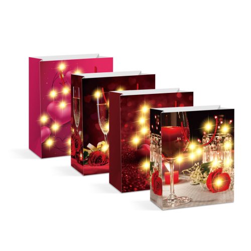 Family Ajándéktasak - 10 melegfehér LED, papír - 265 x 127 x 330 mm - 4 féle / csomag