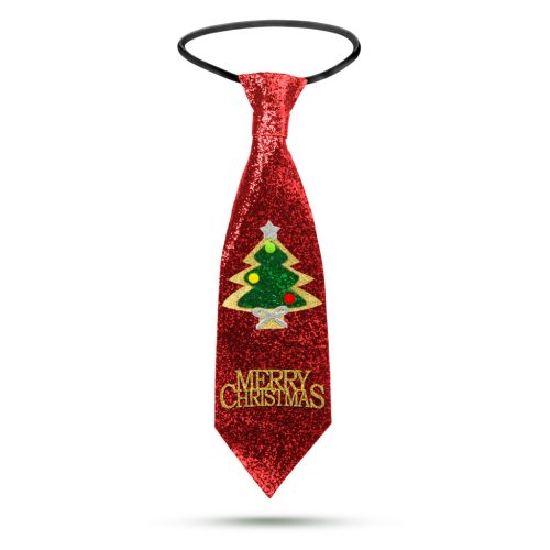 FamilyChristmas Karácsonyi nyakkendő - piros glitteres - 41 x 11 cm