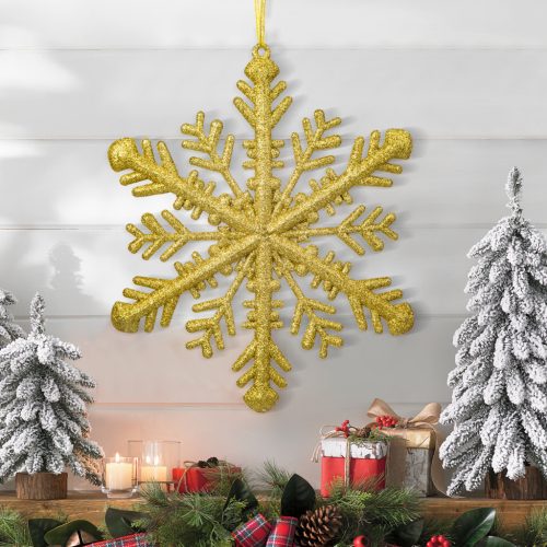 FamilyChristmas Karácsonyi dísz - arany jégkristály - 29 x 29 x 1 cm