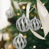 FamilyChristmas Karácsonyfadísz szett - glitteres ezüst gömbdísz - 7 cm - 6 db / csomag