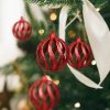 FamilyChristmas Karácsonyfadísz szett - glitteres piros gömbdísz - 7 cm - 6 db / csomag