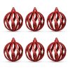 FamilyChristmas Karácsonyfadísz szett - glitteres piros gömbdísz - 7 cm - 6 db / csomag