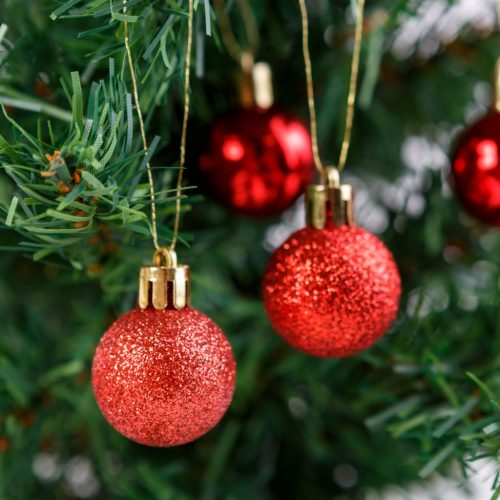 FamilyChristmas Karácsonyfadísz szett - piros - 3 cm - 12 db / szett
