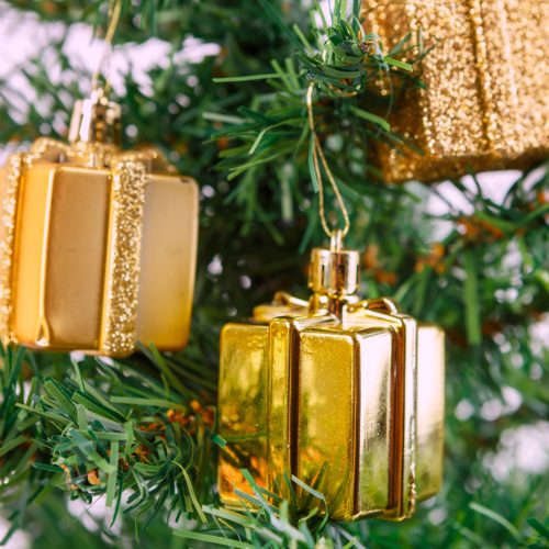 FamilyChristmas Karácsonyfadísz szett - arany ajándék - 4,5 cm - 6 db / szett
